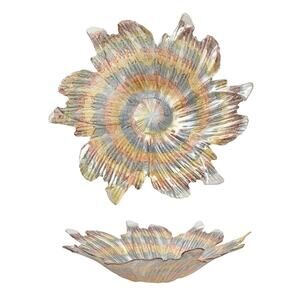 Il Quadrifoglio Orange-Gray Swirl Flower Centerpiece Decorative Bowl 15” Italy
